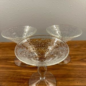 Hand Blown bubble Margarita Glasses set of 3‎ - clear